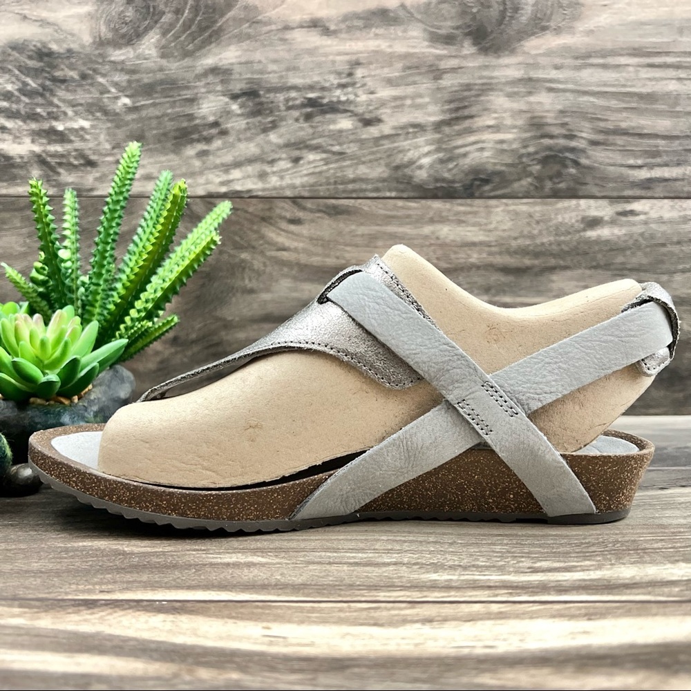 NIB Teva Mahonia 3-Point Slingback Wedge Thong Sandal Metallic Gray Leather 8 39 - Picture 7 of 12